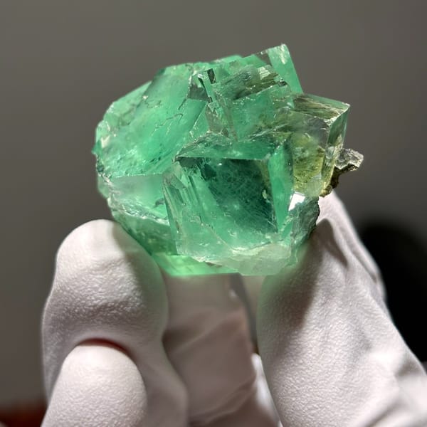 Face-worn Xianghualing fluorite B — alternate view