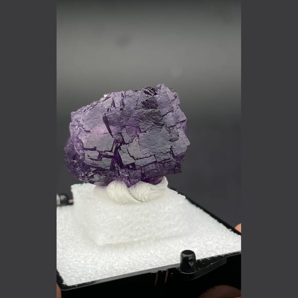 Stepped purple fluorite from Henan — detail view