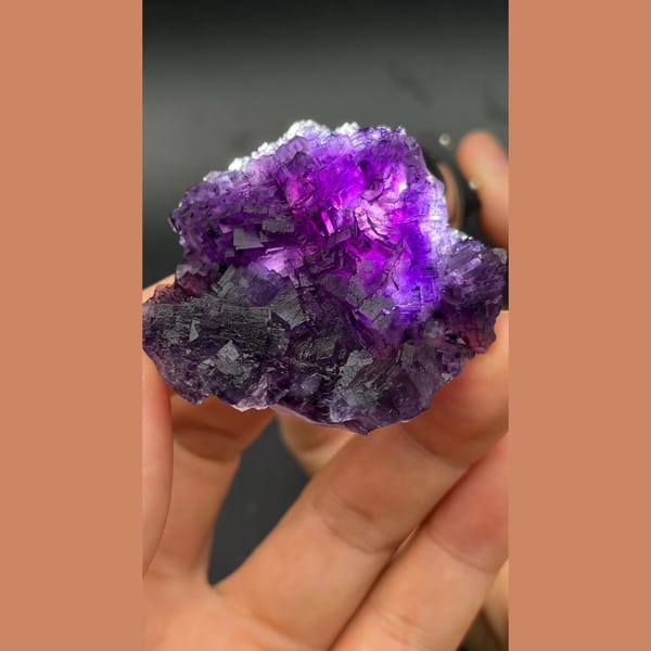 Deep purple stepped fluorite cluster from Henan — alternate view