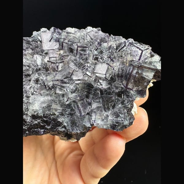 Plate of dark cubic fluorite with purple edges from Inner Mongolia — alternate view