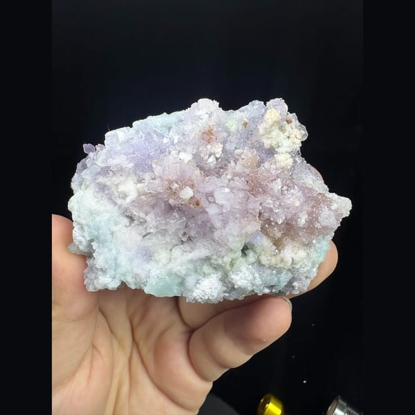Pastel purple creedite with white gypsum from Qinglong — alternate view