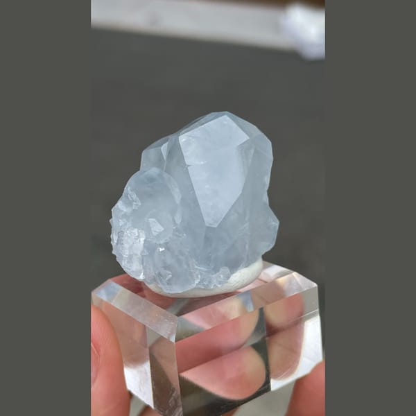 Pale blue celestine C from Madagascar — detail view