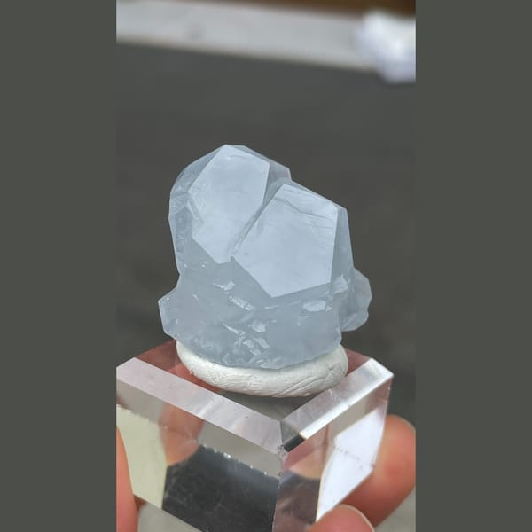 Pale blue celestine C from Madagascar — detail view