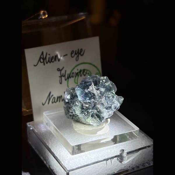 Smoky blue-grey Alien Eye fluorite — alternate view