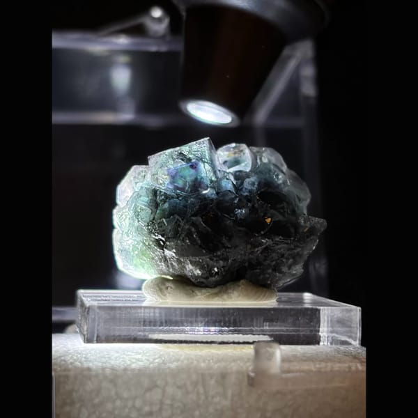 Smoky blue-grey Alien Eye fluorite — alternate view