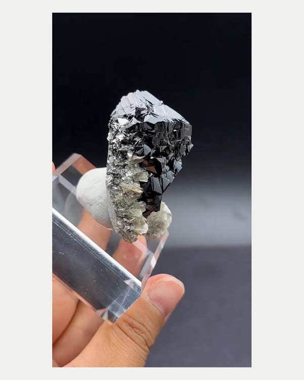 Complete reverse view of cassiterite and pale mica