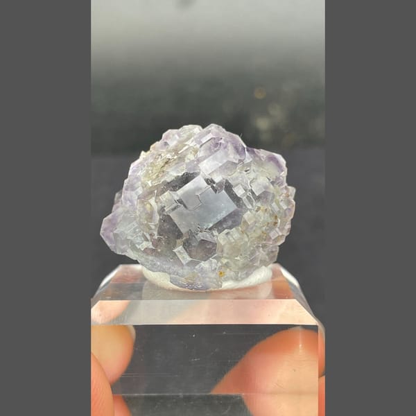 Stepped blue-purple fluorite from Fujian — complete view