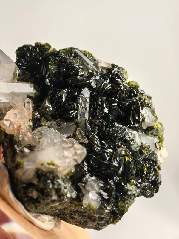 Glossy Epidote Blades with Quartz — Sichuan — individual mineral specimen view 1
