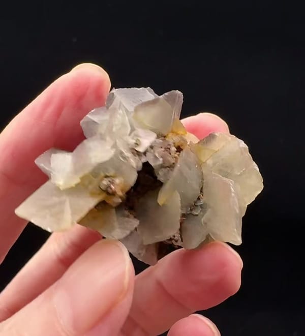Complete side view of the exact Petal Calcite with Limonite and Pyrite from Daye