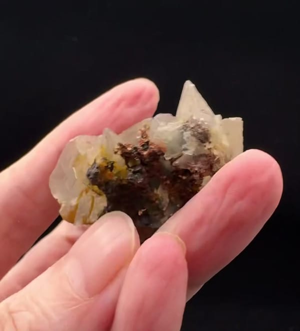 Complete reverse view of the exact Petal Calcite with Limonite and Pyrite from Daye