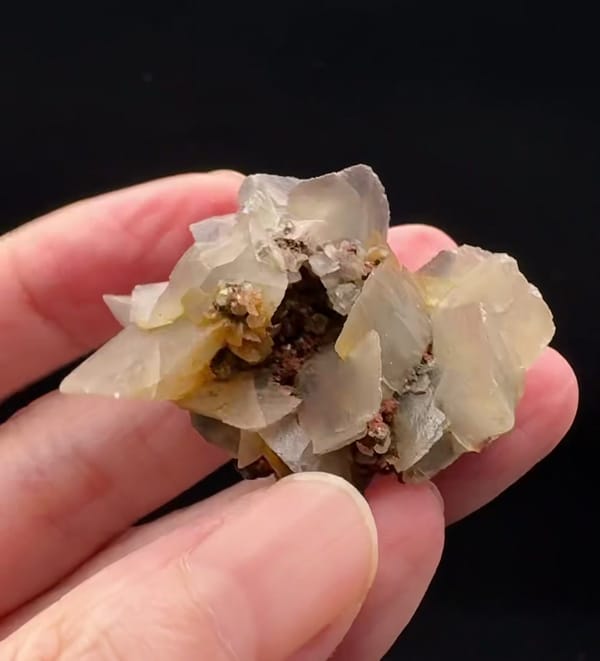 Complete underside view of the exact Petal Calcite with Limonite and Pyrite from Daye
