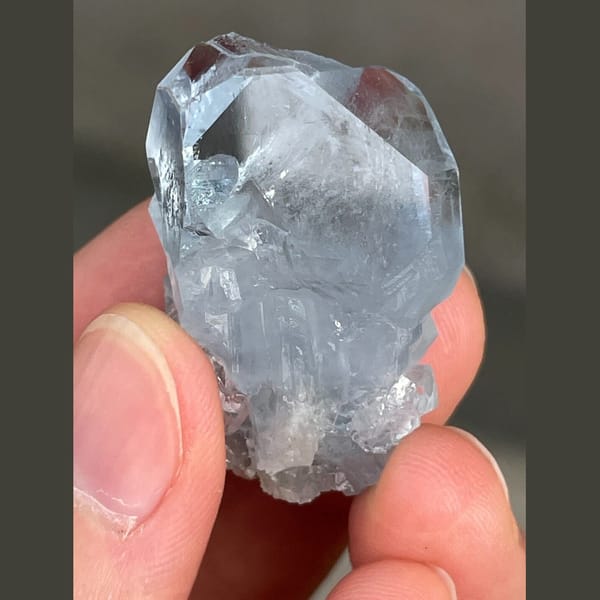 Pale blue celestine D from Madagascar — complete view