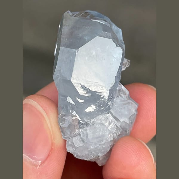 Pale blue celestine D from Madagascar — detail view