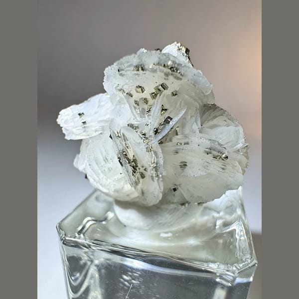 White Calcite with Pyrite Inner Mongolia 3.0 cm — alternate view