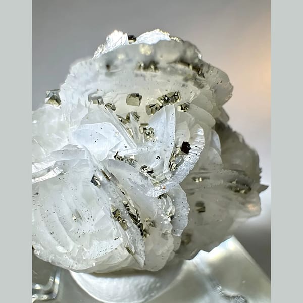 White Calcite with Pyrite Inner Mongolia 3.0 cm — detail view