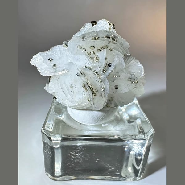 White Calcite with Pyrite Inner Mongolia 3.0 cm — detail view