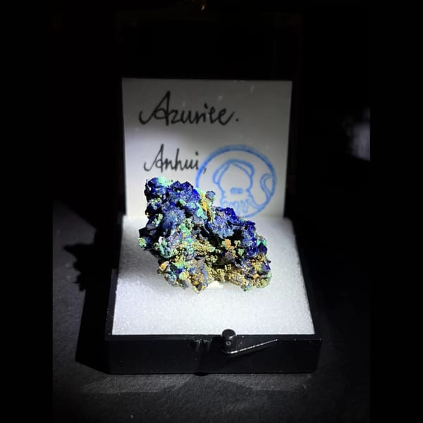 Gem-blue azurite with green malachite — alternate view