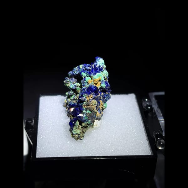 Gem-blue azurite with green malachite — alternate view