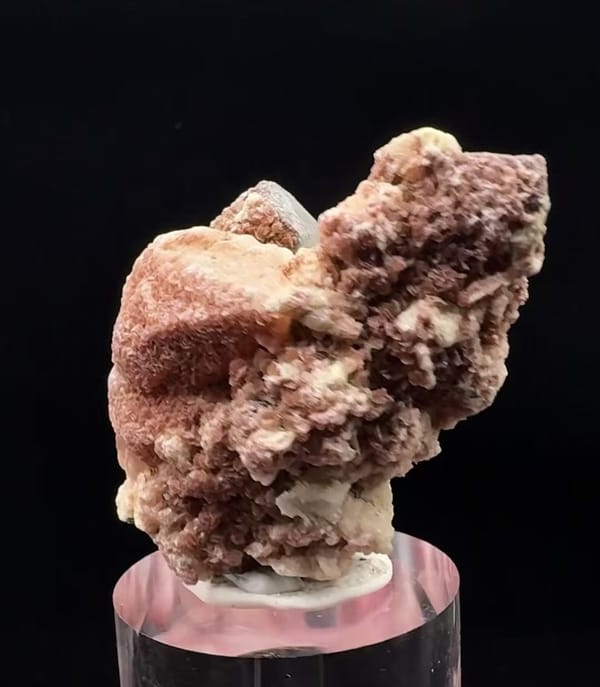 Complete side view of the exact Quartz with Red-White Petal Calcite and Hematite