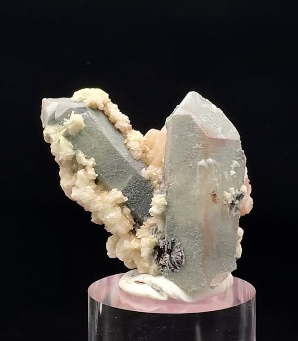Complete reverse view of the exact Quartz with Red-White Petal Calcite and Hematite