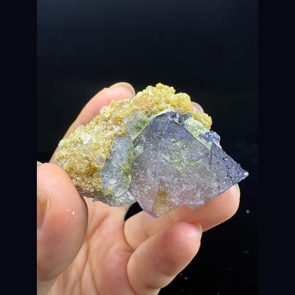 Pink and purple octahedral fluorite floater from Inner Mongolia — alternate view