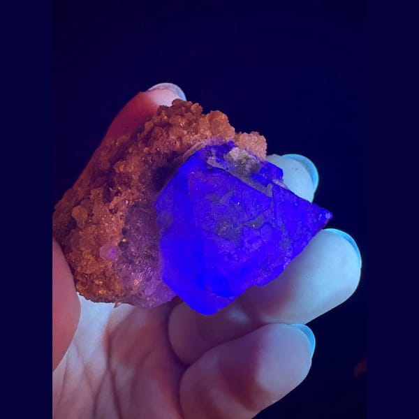 Pink and purple octahedral fluorite floater from Inner Mongolia — detail view