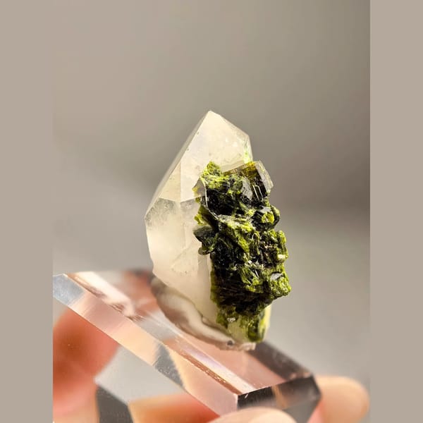 Epidote Included Quartz Crystal — Turkey - detail view