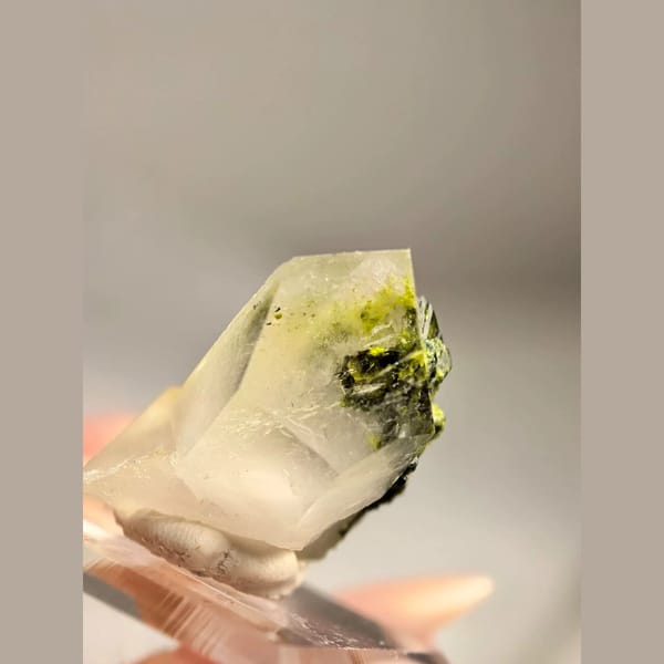 Epidote Included Quartz Crystal — Turkey - detail view
