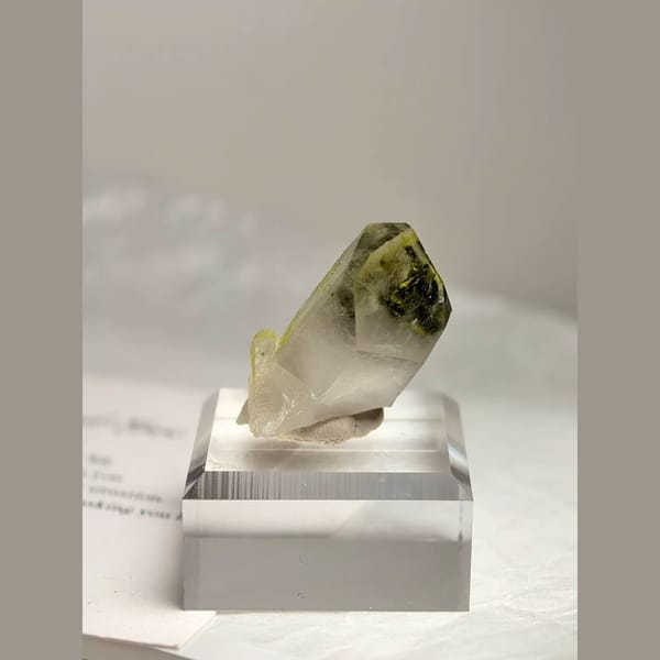 Epidote Included Quartz Crystal — Turkey - detail view