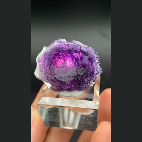 Rounded violet stepped fluorite from Henan — complete view