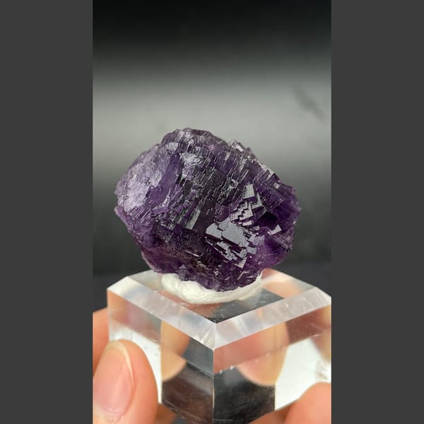 Rounded violet stepped fluorite from Henan — alternate view