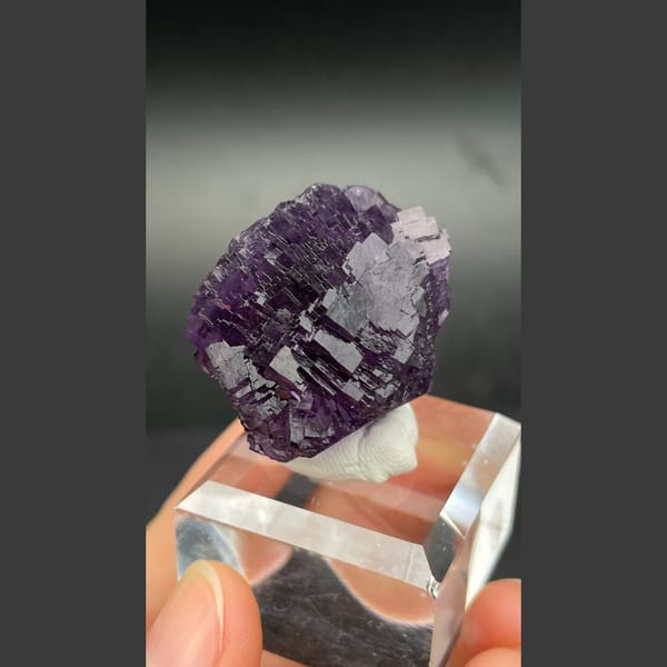 Rounded violet stepped fluorite from Henan — alternate view