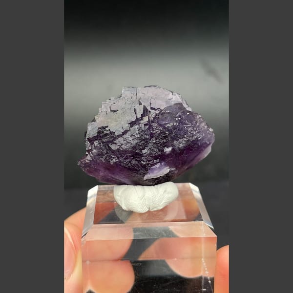 Rounded violet stepped fluorite from Henan — detail view