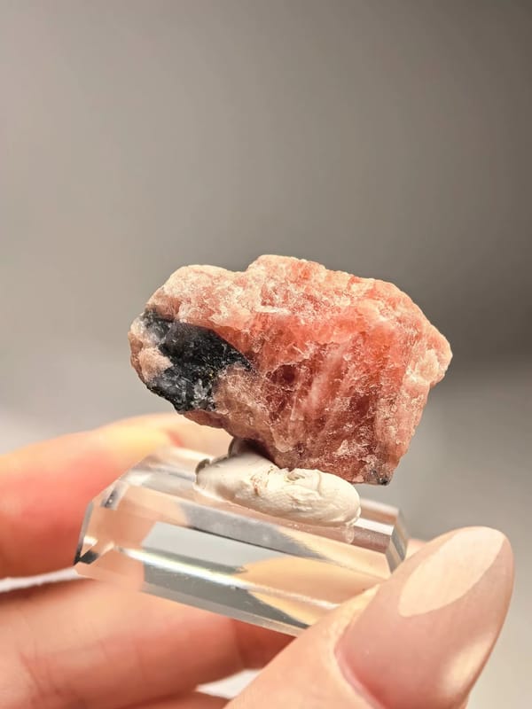 Rose Pink Rhodochrosite with Pyrite — Guangxi — individual mineral specimen view 1