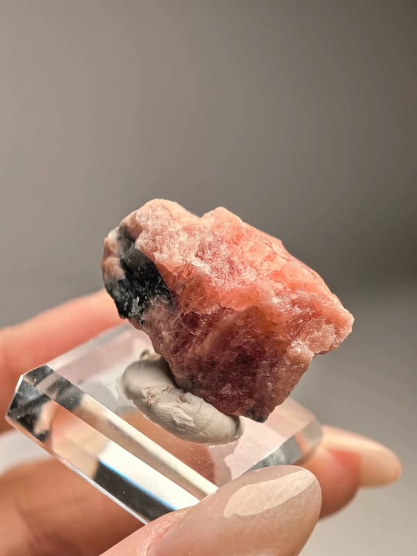 Rose Pink Rhodochrosite with Pyrite — Guangxi — individual mineral specimen view 2