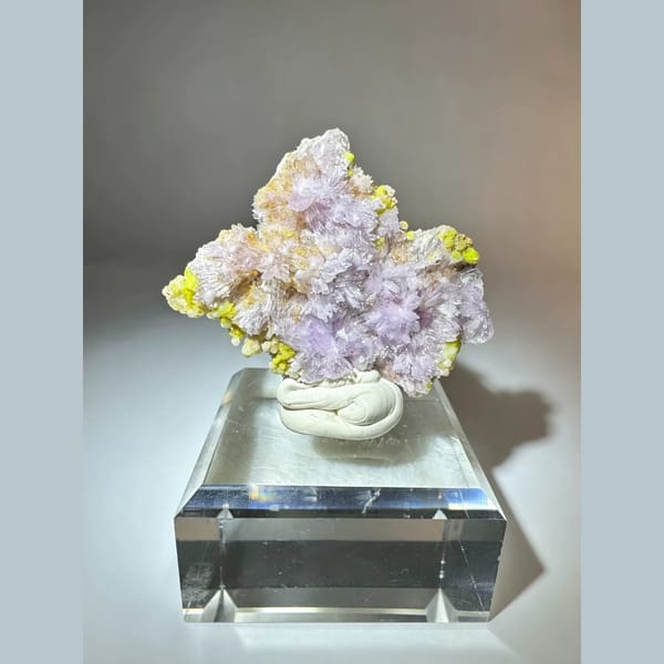 Purple Creedite with Yellow Carlhintzeite 4.5 cm — complete view
