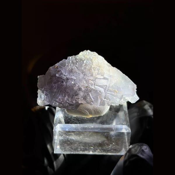 Pale violet-blue fluorite cluster from Yunnan — complete view