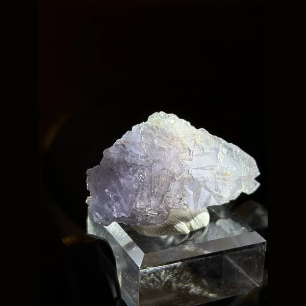 Pale violet-blue fluorite cluster from Yunnan — detail view