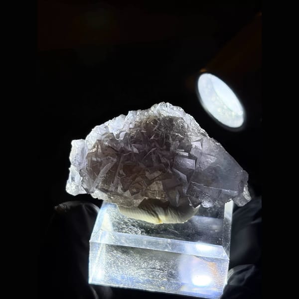 Pale violet-blue fluorite cluster from Yunnan — detail view