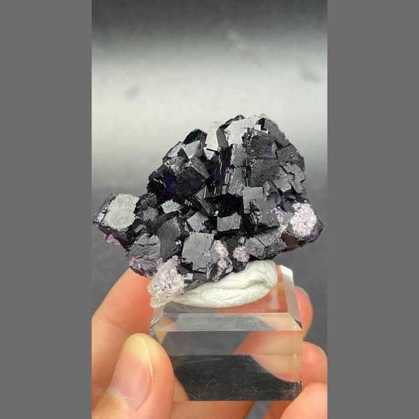 Stepped deep purple black fluorite from Henan — alternate view