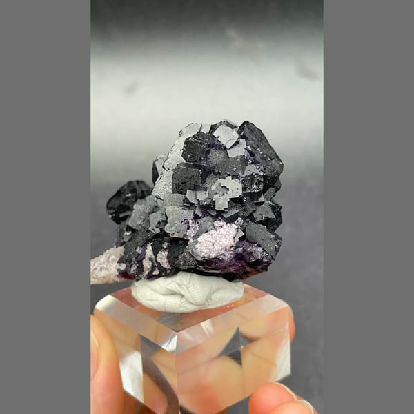 Stepped deep purple black fluorite from Henan — alternate view