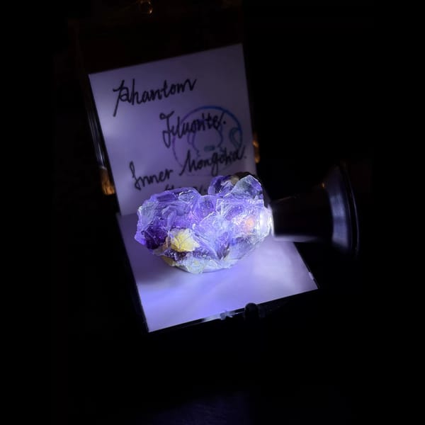 Purple-core phantom fluorite from Yindu — alternate view