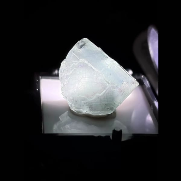 Morandi green fluorite crystal — alternate view