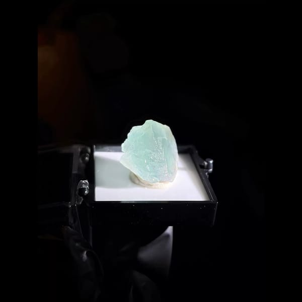 Morandi green fluorite crystal — alternate view