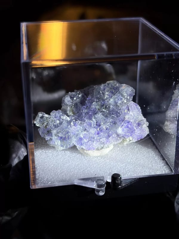 Whole boxed view of the exact Inner Mongolia fluorite specimen