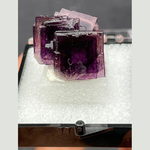 Stacked purple fluorite from Anhui — complete view