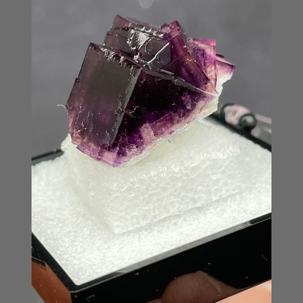 Stacked purple fluorite from Anhui — detail view