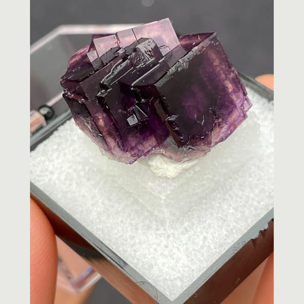 Stacked purple fluorite from Anhui — detail view