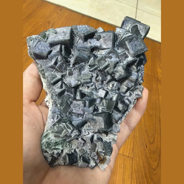 Large Morandi green fluorite cluster — complete view