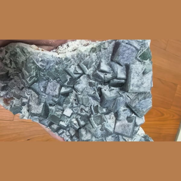 Large Morandi green fluorite cluster — alternate view